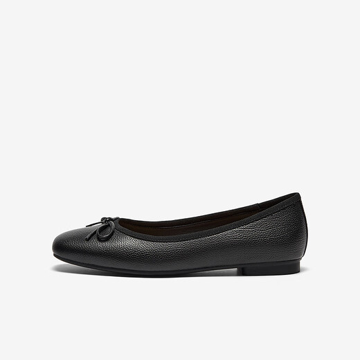 
Bata light mouth single shoes women's 2025 spring sheepskin ballet single shoes 25123AQ5 black 38