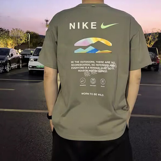 Nike (Nike) Kurzärärmiges T-Shirt für Männer 2025 SOMMER SOMMER NEUER SPORTSWEAR STRAMTIEREN AMMABLETRAGE RUNDSCHAFTEN HALTE HALTELEEVED TOP HF6172-053 HF6172-053 GRAU GRAUS PURE COUTWOLL XL Empfohlen 150-180 Jin [Jin gleich 0,5 kg]