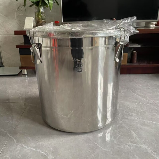 WS316 thickened stainless steel sealed bucket with lid for pot soup household water bucket commercial oil bucket soup bucket high temperature resistant portable 316 seal with buckle 12l25cm*25cm 12L 316L huge thick material