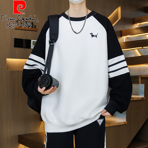 皮尔卡丹（pierre cardin）春秋季青少年卫衣男孩初中学生长袖t恤大童打底衫男装士上衣服潮 5009浅绿(单件卫衣) 70-100斤左右 M
