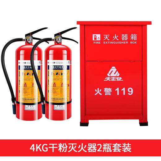 宇檬哲联塑灭火器4kg干粉手提式车家商用物业仓库12358公斤 联塑4Kg套装两个灭火器+一个箱