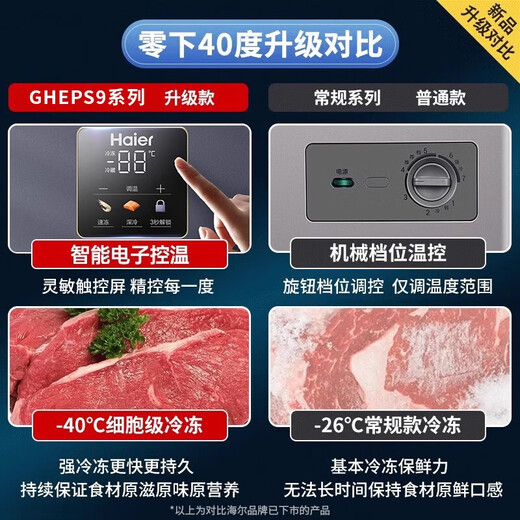 Haier's new home freezer, small low-temperature freezer, cryogenic quick-freezing horizontal first-class energy-efficiency electronic temperature control refrigeration-freezing conversion fresh-keeping cabinet, high-end cryogenic | -40 degree ultra-low temperature | digital display electronic temperature control 142L
