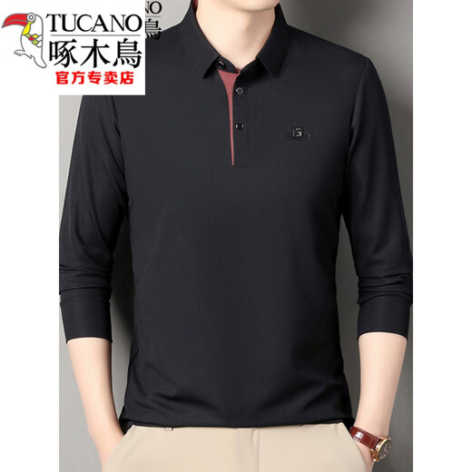 T-shirt à manches longues pour hommes à longues pics pour hommes et automne à manche à manches longues pour hommes à manches longues pour hommes et à la base de coton pur d'âge moyen mince Pure de coton pur.