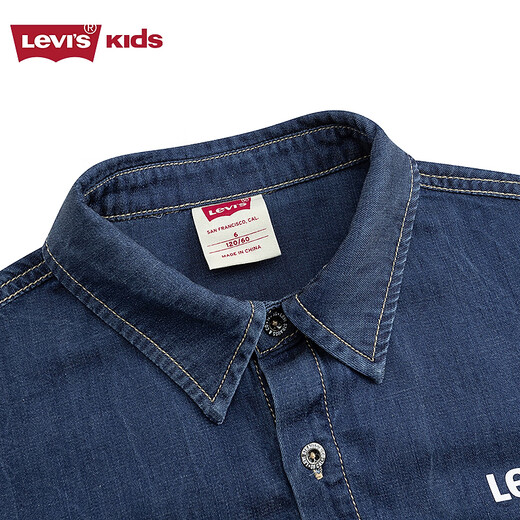 Levi s Levi's children's clothing boys' denim short-sleeved shirt 2025 summer new comfortable children's short-sleeved shirt Saint Desiree Blue 110/52 Recommended height 98-104cm