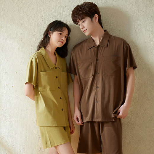 Shaqian Couple Pajamas Summer Cool Cotton Suit Men and Women Casual Wearable New Home Clothes Loose Large Size