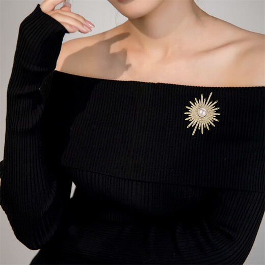 Qlady sun badge brooch high-end women's exquisite pin silk scarf buckle anti-exposure buckle suit accessories Teacher's Day gift
