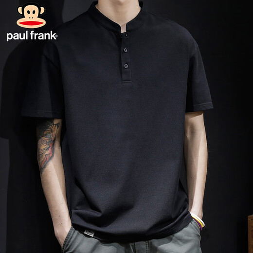 大嘴猴（paul frank）短袖男士Polo衫夏季短袖t恤男休闲潮牌体恤上衣男装 黑色 XL 
