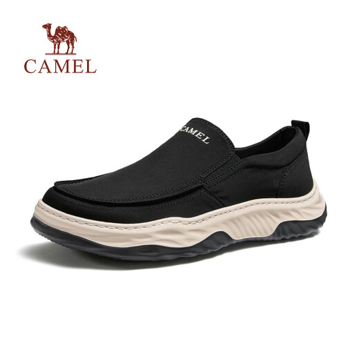 骆驼（CAMEL）透气帆布鞋男2025新款冰丝凉感轻便舒适一脚蹬休闲爸爸鞋 G15S136024 黑色 38