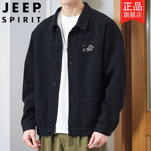 Jeep (Jeep) Jacke Herren Frühling und Herbst 2025 Neues Hemd Revers Herbst Herren Work Jacke Frühherbst-Jacke Top [Upgrade-Version] K12806 Black [Empfohlen 180-200jin [Jin Equals Equals]] 5xl