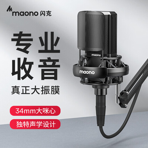 Flash PM500S condenser microphone live broadcast sound card professional large diaphragm microphone radio equipment dubbing karaoke XLR wired microphone Bobo Mai recording microphone Flash PM500S PM500S (cantilever model)