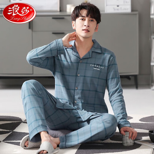 Langsha haut de gamme 2025 printemps et d'été Nouveau pyjamas pur-pur coton pur à manches longues à manches longues d'âge moyen et âgée plus de vêtements de grande taille