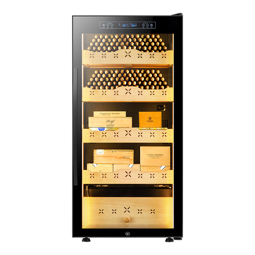 Bacchus YC-270 cigar cabinet WiFi + ammonia removal constant temperature and humidity multi-functional moisturizing inverter compressor household cedar wood alcohol nourishing naked cigars energy saving air-cooled frost-free 6th generation - inverter model + light strip - 1.24 meters - 188L