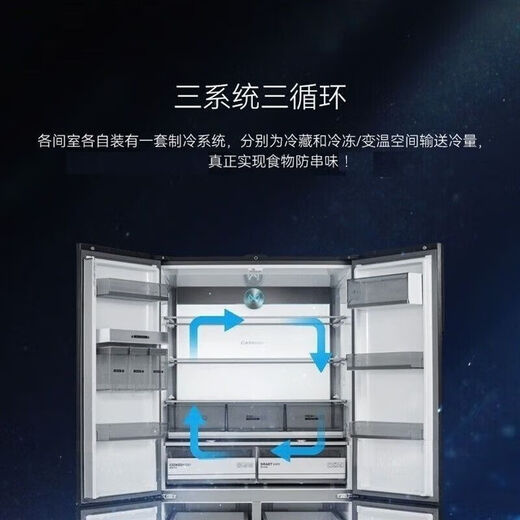 美菱冰箱681升681WQ3S十字多门净味养鲜全面薄三系统三循环电冰箱 BCD- 681WQ3S云母岩三循环