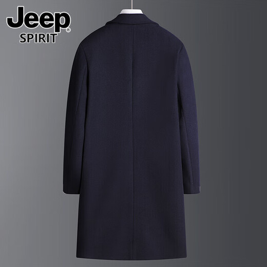 
JEEP SPIRIT Jeep Middle-aged Men's Woolen Coat Men's Mid-Length Slim Trench Coat Winter Thickened Tweed Fashion Men's Jacket Gray (40% Woolen) L