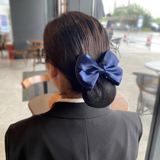 Southern girl staff hair flower professional hair net bag hairpin hair cover property nurse bow hotel bank hair accessories blue two-knot thick net