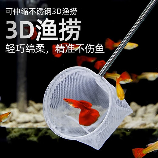 Chaosihui stainless steel retractable fishing net fish tank fishing small 3d fishing net pocket dense net tropical ornamental fish fishing net small square retractable stainless steel