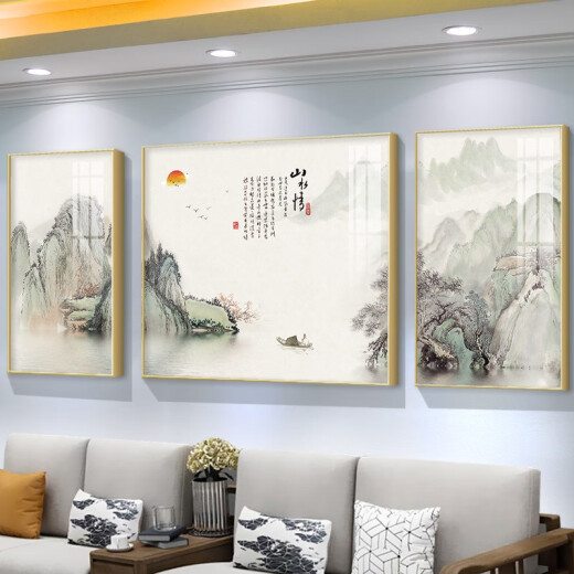 Nuevas pinturas de decoración de la sala de estar de estilo chino Sofá Sofá Simple y atmosférico Muro muebles de muebles suaves de la oficina Pinturas colgantes TXMG4867 Medio 80*60 cm/derecho 40*60 cm adecuado para 2.