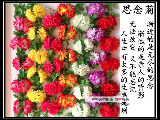 Simulated chrysanthemum strips, flower vines, cemetery tombstones, hanging flowers, decorative silk flowers, artificial flowers, plastic pull flowers, Qingming memorial 23CM extra large autumn chrysanthemum, yellow and white, one each