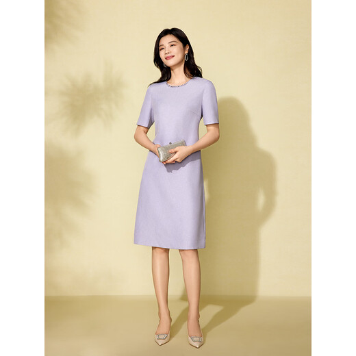 Rosa und blaue Garderobe 2025 Sommer Neuer französischer handgefertigter Perlenrock Frauen lose Kleid 552L690 Yunwu Zi L