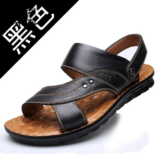 Marca clásica de automóvil (Wecker) 2025 nuevas sandalias para hombres zapatos de playa de cuero genuino para hombres zapatillas para hombres casuales zapatillas de moda 12129 marrón 37