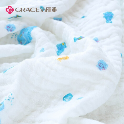 Jialiya baby bath towel pure cotton super soft absorbent bath gauze for young children baby newborn baby supplies [recommended] 6 layers 105*105cm starfish