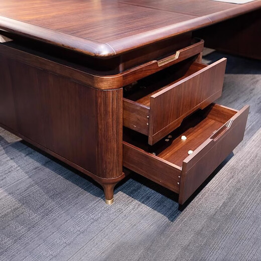 Hanjitangyu high-end solid wood desk high-end business boss desk and chair new Chinese style general manager desk office president desk 2.4 meters executive desk GM-01D24