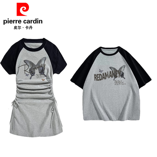 Pierre Cardins Sonderanzug des Spezialpaares Summer Dress One Rock One Kleid 2025 Neues Baumwollkurzärmel-T-Shirt One Men und One Damen-Top-Stoffqualitätssicherung) 691 Frauenrock + Männer ts Männer l + Frauen