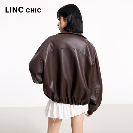 Jin Yujies neuer Frühling 2025 Bubble-Sensing-Proteinleder Kurzjacke für Frauen kurzer Revers Lose Jacke S251JK032y