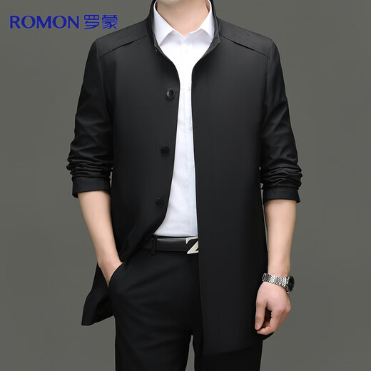 Romon trench coat for men's mid-length business casual high-end coat spring and autumn slim middle-aged dad work jacket jacket