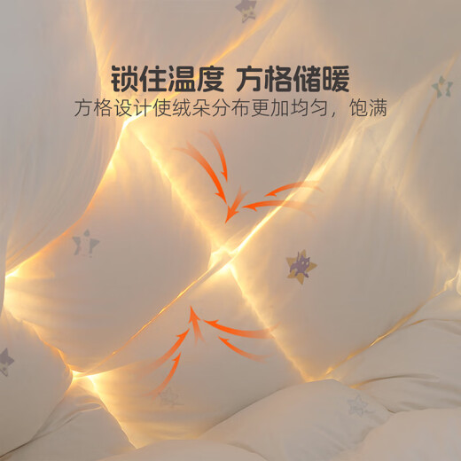 水星儿童被子鹅绒被羽绒被95%白鹅绒冬季加厚冬被芯约880g填充150*210cm