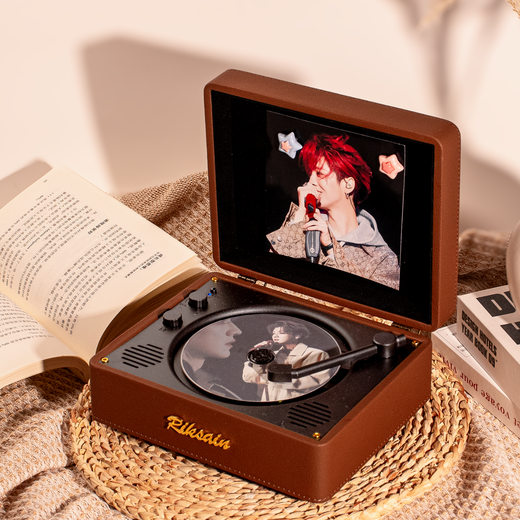 Riksoin customizable disc CD player disc audiophile album Bluetooth player retro listening to discs nostalgic retro literary CD player for Chinese Valentine's Day birthday retro brown original sound quality 5.4 Bluetooth chip + sound of Berlin