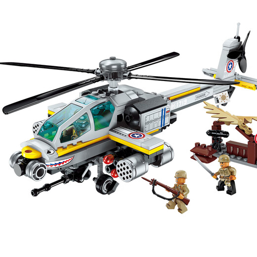 启蒙塔积木战地系列阿帕奇直升飞机拼装儿童玩具6-10岁男孩 12027/救援直升机