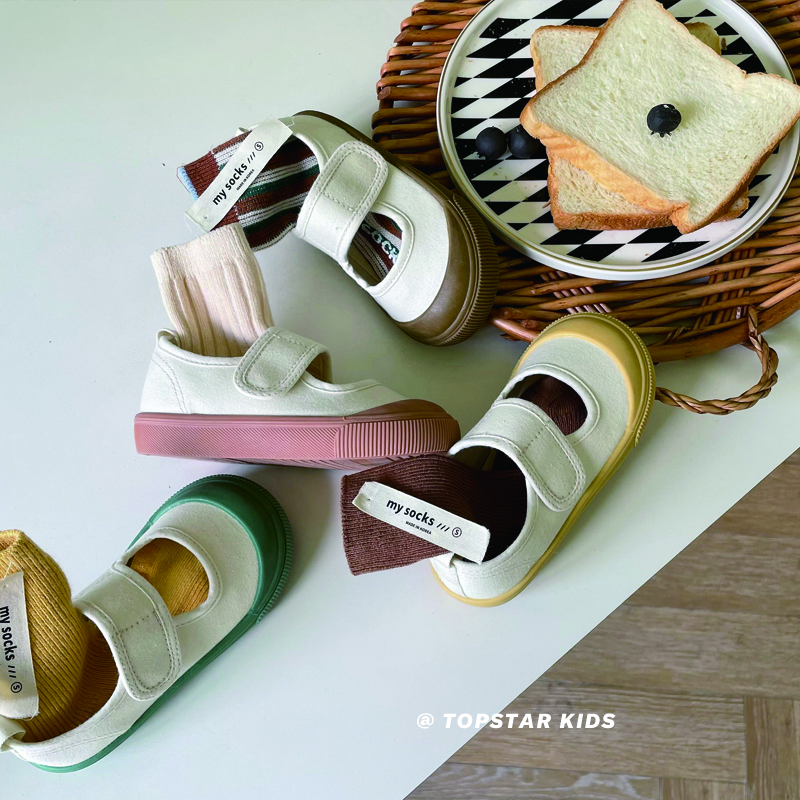 TOPSTAR children's canvas shoes girls boys kindergarten indoor shoes small white shoes baby children's shoes soft sole shoes pink 24