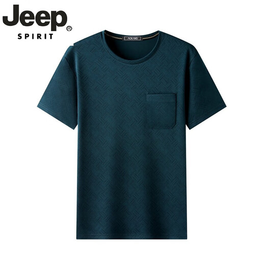 JEEP SPIRIT吉普高档7A中年男士夏季圆领短袖t恤冰爽透气爸爸夏装体恤衫 S686哈青 M