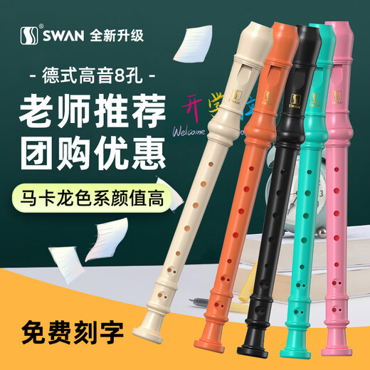天鹅（SWAN）6孔德式竖笛儿童小学生专用高音笛子专业演奏级桑葚黑