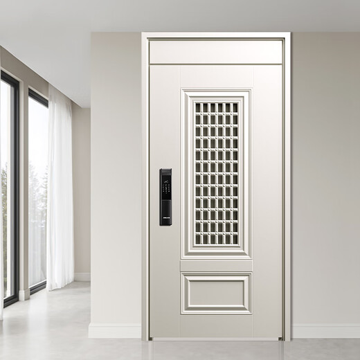 
OUDILE ventilated 4th-level anti-theft door entrance door + creamy thickened door leaf breathable ventilation door window hidden hinges + fingerprint smart lock 3D face lock 2150*960/2050*1050