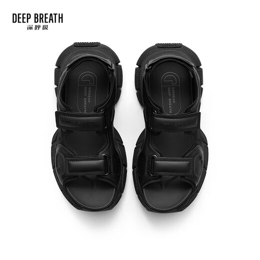 Deep Atem Tief Atem Frauenschuhe lässige Klettverteiler Dicke alleinige Sandalen Frauen AX14110 Schwarz 36
