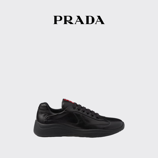 PRADA/Prada Gift Men's Prada Americas Cup Nappa Sheep Leather Sneakers Black 39 (5)
