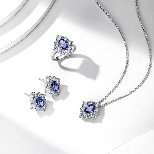 Time Bird HKHL Star Language sterling silver tanzanite sapphire necklace women's light luxury niche clavicle chain high-end birthday gift Star Language set (necklace + earrings + ring) + brand gift box