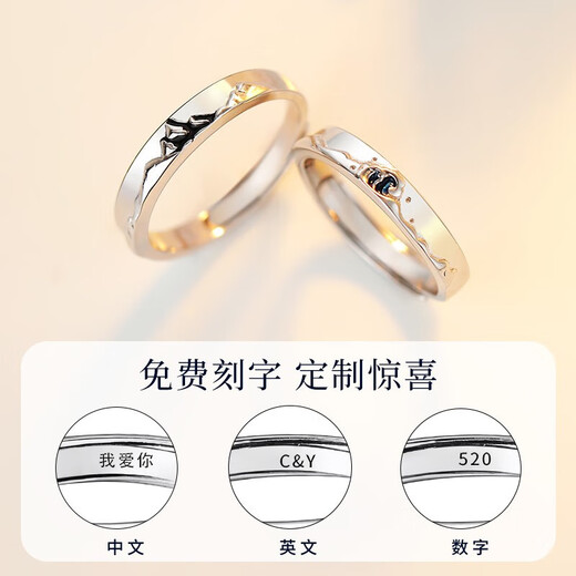 MZMZ Platinum Couple Ring Women's Fashion pt950 Platinum Pairing Ring for Engagement, Valentine's Day, Birthday Gift for Girlfriend, Light Luxury Style - Wushan Canghai Pairing Ring