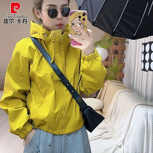 皮尔卡丹（pierre cardin）欧货休闲双拉链连帽夹棉冲锋衣女2025春秋新款百搭长袖夹克外套女 白色 M 85-115斤