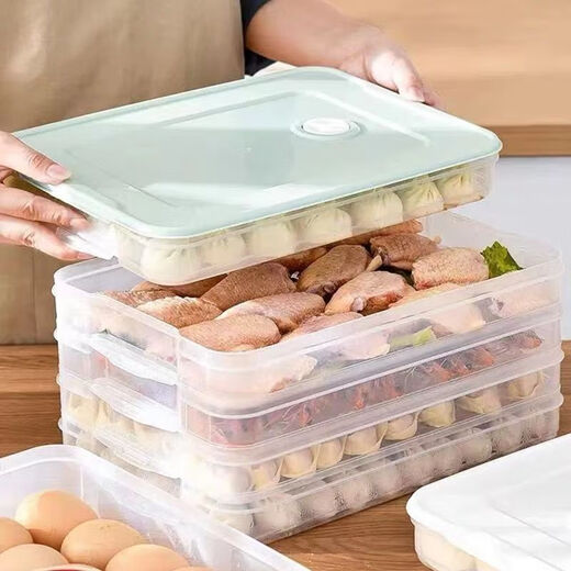 FANCYCHIC Dumpling Box Kitchen Extra Thick Dumpling Box Refrigerator Fresh Box Dumpling Box Large Capacity Extra Large Frozen Storage Box R-Nordic Green High Preservation and Anti-odor 0 Extra Large Thickened Model 5 Layers 5 Covers Can Hold 375 Pieces