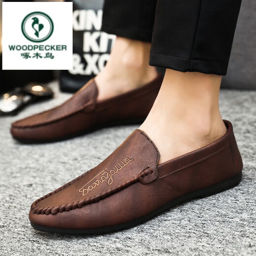 Woodpecker 2025 Nouveaux chaussures de gabares noir noir Chaussures en cuir haut de gamme Men de gamme basses à tendance à la tendance des chaussures pour hommes conduisés D838 Black 39