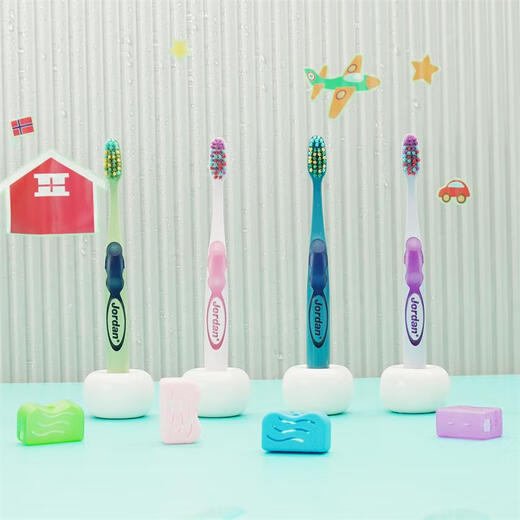 Jordan Youth Toothbrushes for Junior High School and Older Children 9 and Over 4 Pack Tongue Cleaning Random Colors