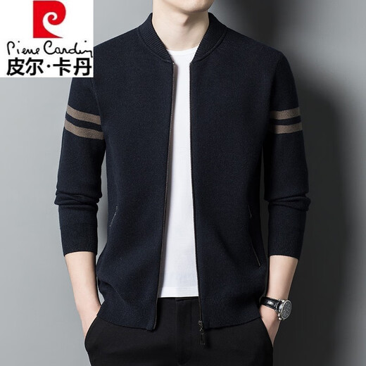 皮尔卡丹（pierre cardin）品牌针织开衫纯色羊毛男韩版潮流休闲立领夹克毛衣外套春秋装男 5608驼色 XL 180建议160-175斤