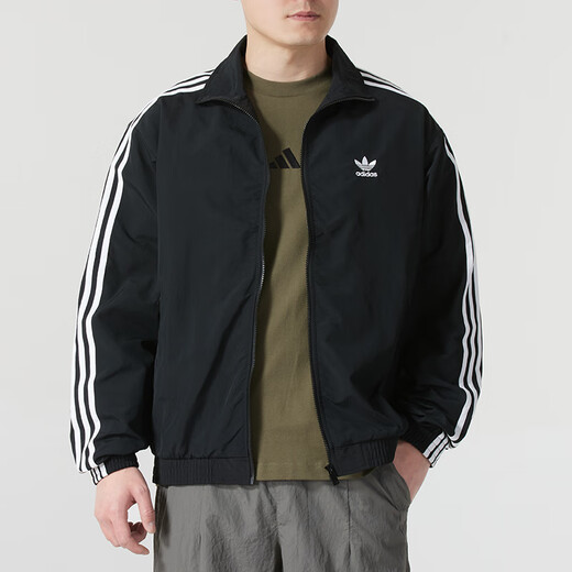 Официальная куртка Adidas 25 Осень Новый Clover Fitness Running Train Training Спортивная одежда повседневная свободная ретро -куртка KB2466/Black/Show Photos 10 XS (170/84A)