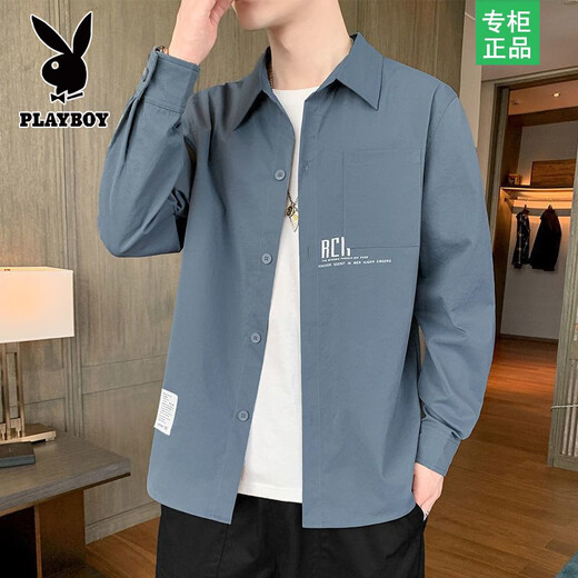 Playboy 2025 Langarmes Hemd Herren Frühling und Sommer Lose Dünnmantel koreanischer Stil Trendy Casual Ins Trendy Brand Sonnenschutzhemd 680 Hellgrau + 679 Hellblau XL [Vorgeschlagen 115-130jin [Jin gleich 0,5 kg]]]