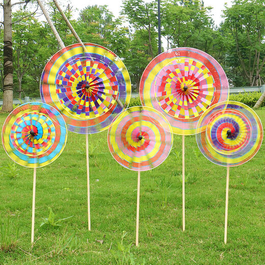 Ywzr traditionnel rétro vieil beijing coloré double couche rotatif en bois de vent de vent pour enfants stand de rue.