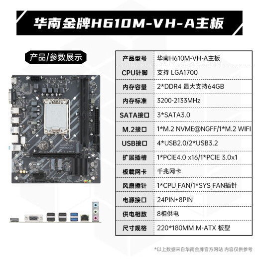 Medalla de oro de China del Sur H610/B760m Juego de CPU de placa base con Intel i5 12400F/12600KF/12490F/i3 12100F Tablero U Set Black Myth Wukong Juego Computadora H610M-VH-A Single Footboard