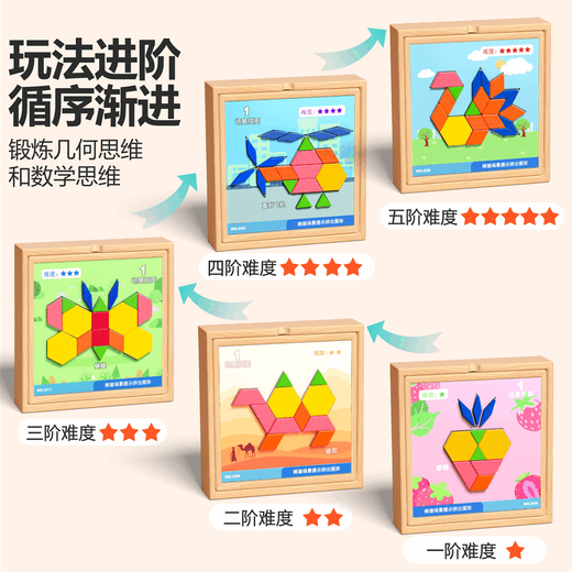 Qiaran [German Quality] Children's Tangram Magnetic Three-dimensional Puzzle 3-6 Years Magnetic Education Toy Building Blocks Large Magnetic Tangram [210 Pieces + Creative Graphic Question Card]